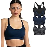 New Balance 3 Pack Sports Bras for Women, Keyhole Cami Racerback, Medium Impact Sports Bra, Womens Yoga Workout Running Set