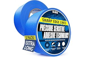 D-NYX 2 Pack Professional Painters Tape 2 inch 120 Yards Sharp Edge Line Technology Residue-Free Multi-Surface Blue Painter Tape Paper Masking Paint Tape for Wall Art Renovation