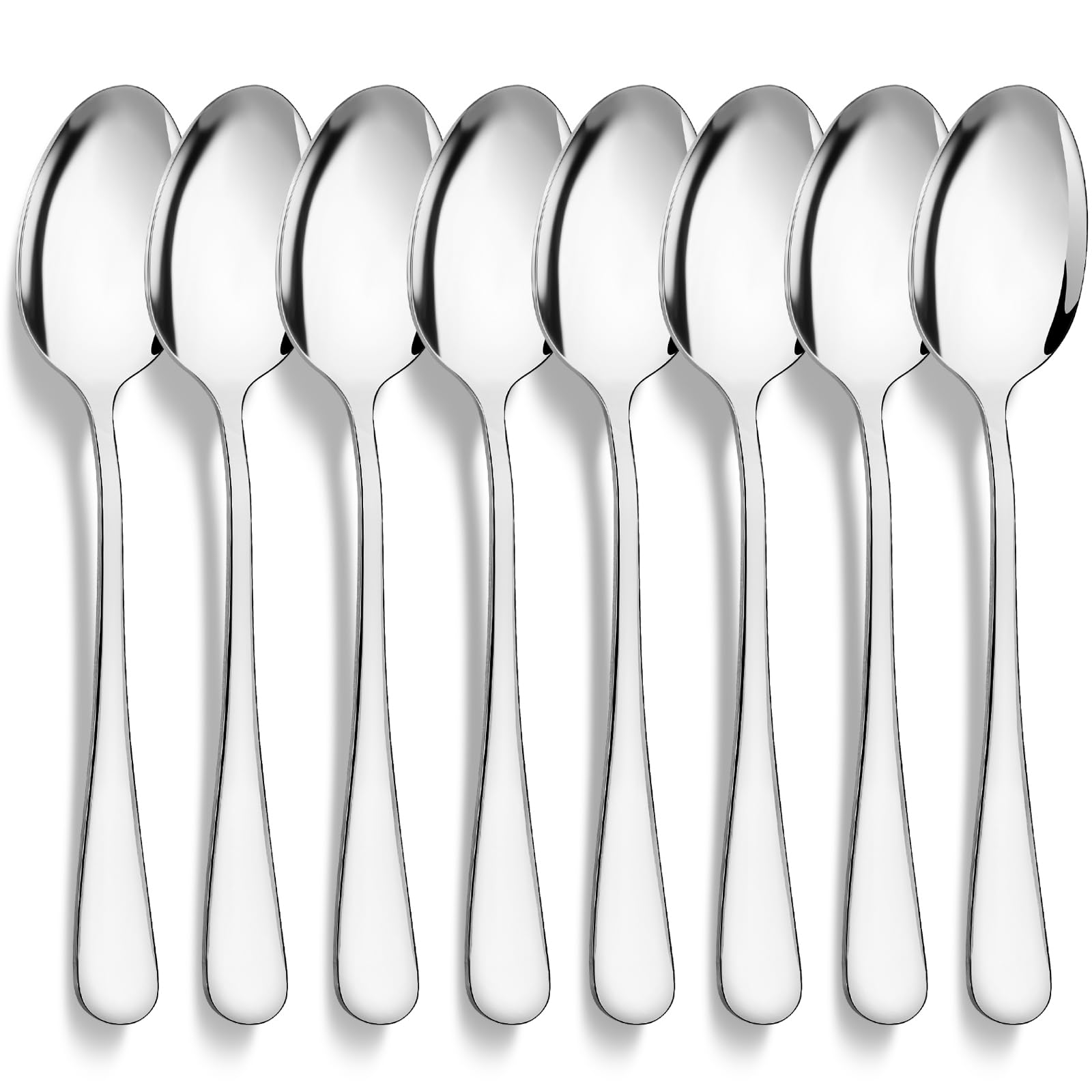 CoKeeSun 8 Pieces Dinner Spoons, Stainless Steel Spoon Set, Mirror Polished Tablespoon, 18.5cm Soup Spoons, Silver Dessert Spoons, Table Spoons Cutlery for Home, Kitchen or Restaurant, Dishwasher Safe