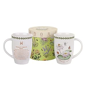 Pimpernel Botanic Garden Zodiac 12.6 oz Mug - Pisces, Water Lily