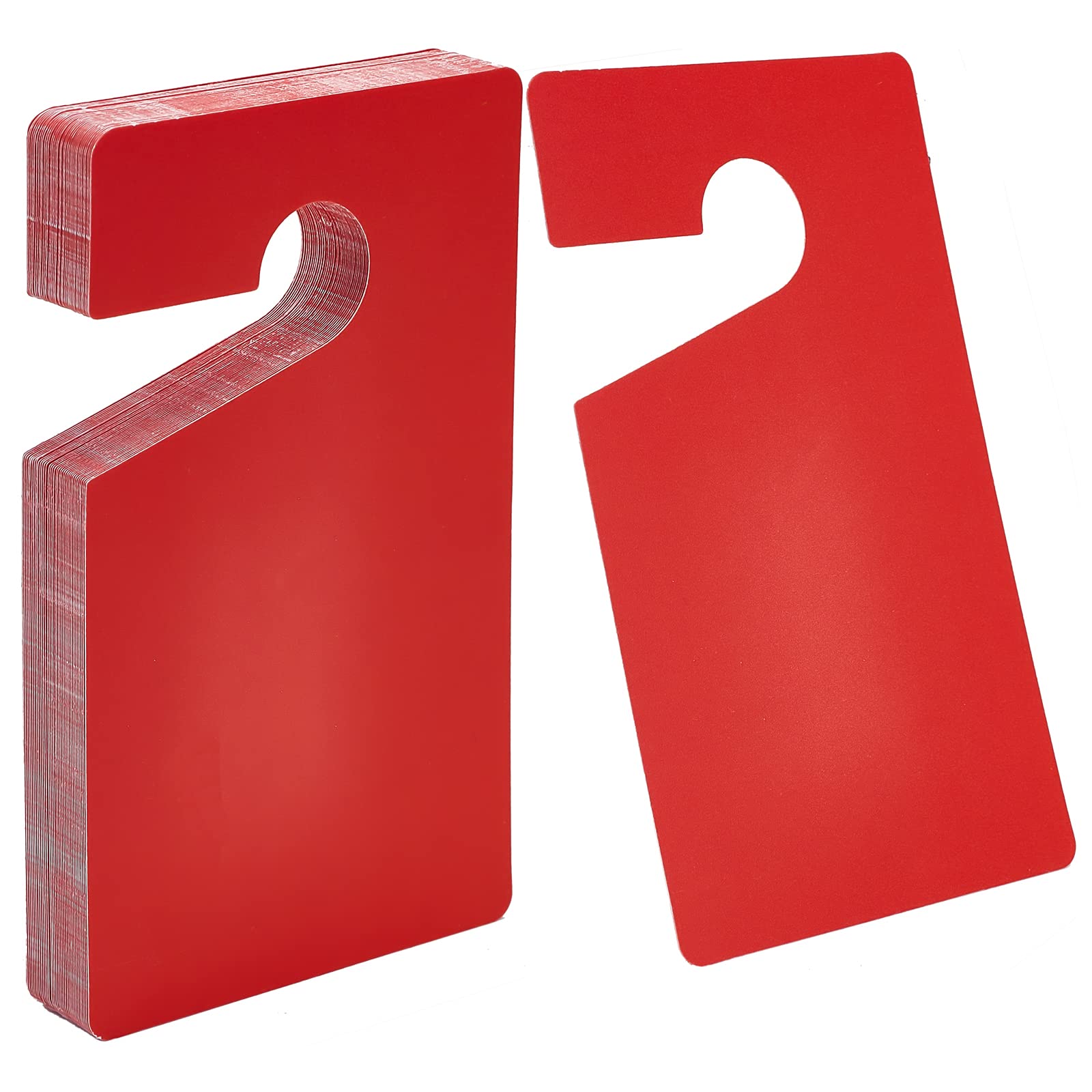 GLOBLELAND 30Pcs Plastic Door Knob Hangers Signs PVC Blank Door Signs Do Not Disturb Door Hanger Tag Parking Permit Sign for Office Bedroom Hotel Car Decoration, 12.7x7.62cm/5x3inch, Red