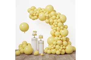 RUBFAC 110pcs Pastel Yellow Balloons Different Sizes 18 12 10 5 Inches Light Yellow Balloons for Happy Birthday Wedding Anniversary Baby Shower Garland Arch Party Decoration