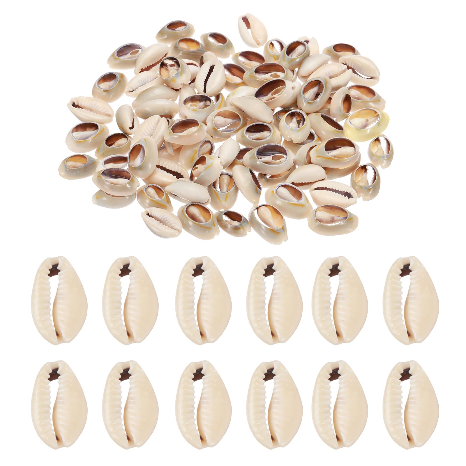 PATIKIL Natural Seashell Charm, 100 Pcs Oval Dyed Shells Craft Pendants Open Back Scallop Shell Beads with Hole for Necklace DIY Ocean Jewelry Making, Gray