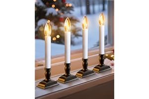 otnofok 4 Pack Window Candles with Timer Electric Corded Black, ULWCPT27A1BL4