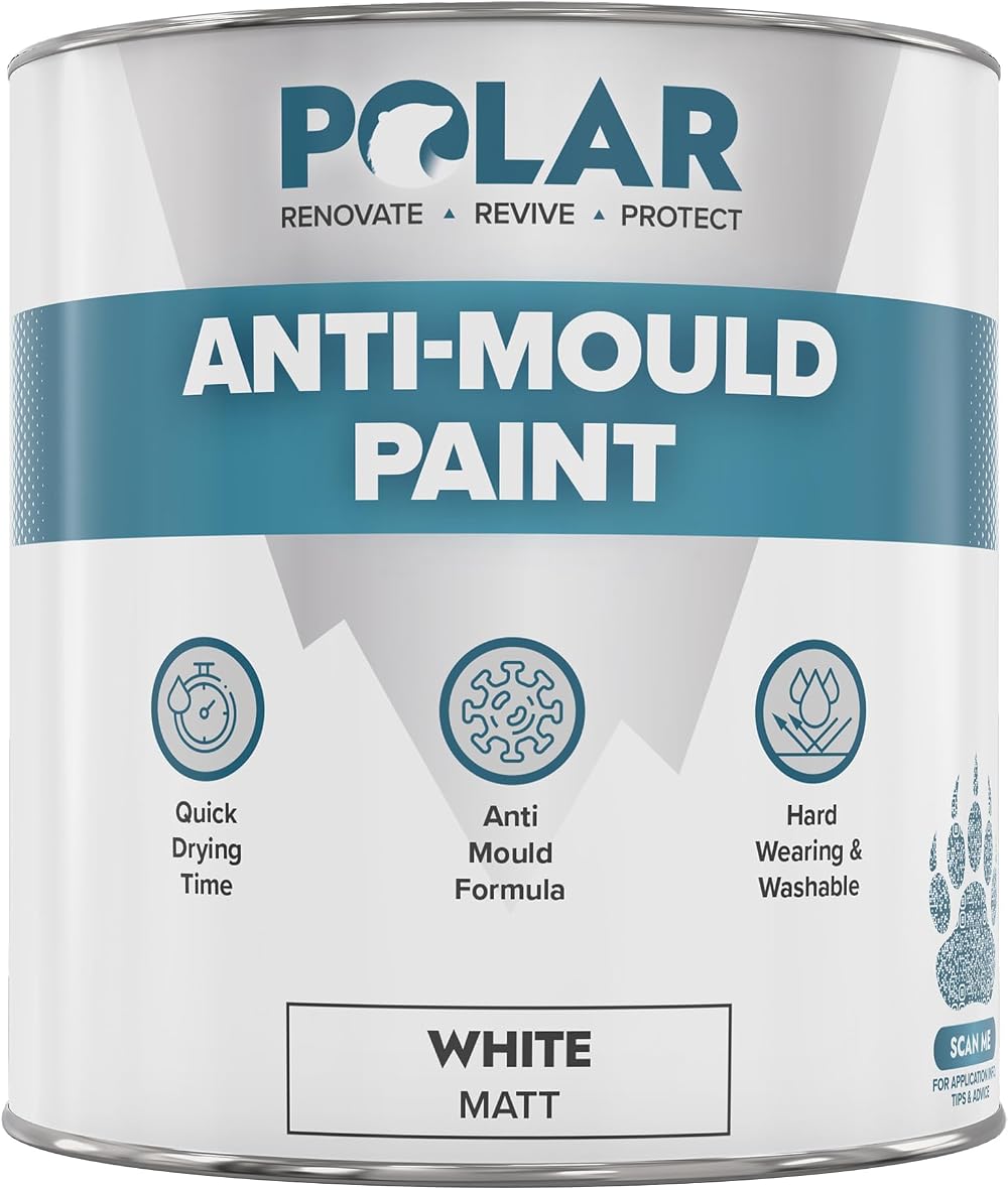 Polar Anti Mould Paint 500ml Brilliant Matt White 5 Year Mould Resistant