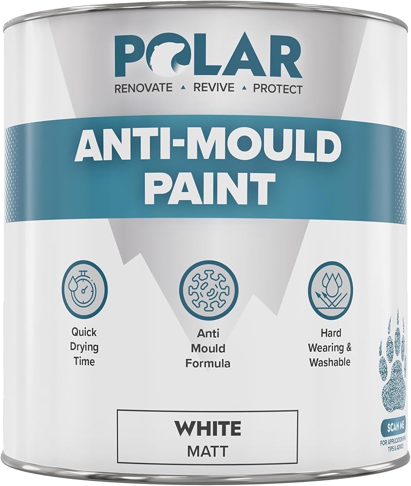 Polar Anti Mould Paint 500ml Brilliant Matt White 5 Year Mould Resistant