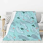 Manatees Throw Blanket for Couch Sofa Plush Fleece Bed Blanket Lightweight Comfy Flannel Blankets Ultra-Soft Warm Blanket Throw for Home Camping Travel Gifts 50"x40"