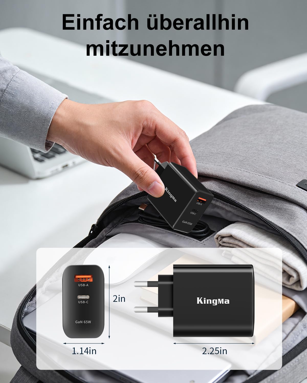 65W Surface ladekabel mit GaN Schnellladegerät für Microsoft Surface, Dual-Ports (USB-C & USB-A), Kompatibel mit Surface Pro 3-11/X, Book, Go, Surface Laptop Studio, Inkl.1,5m Surface ladekabel 5