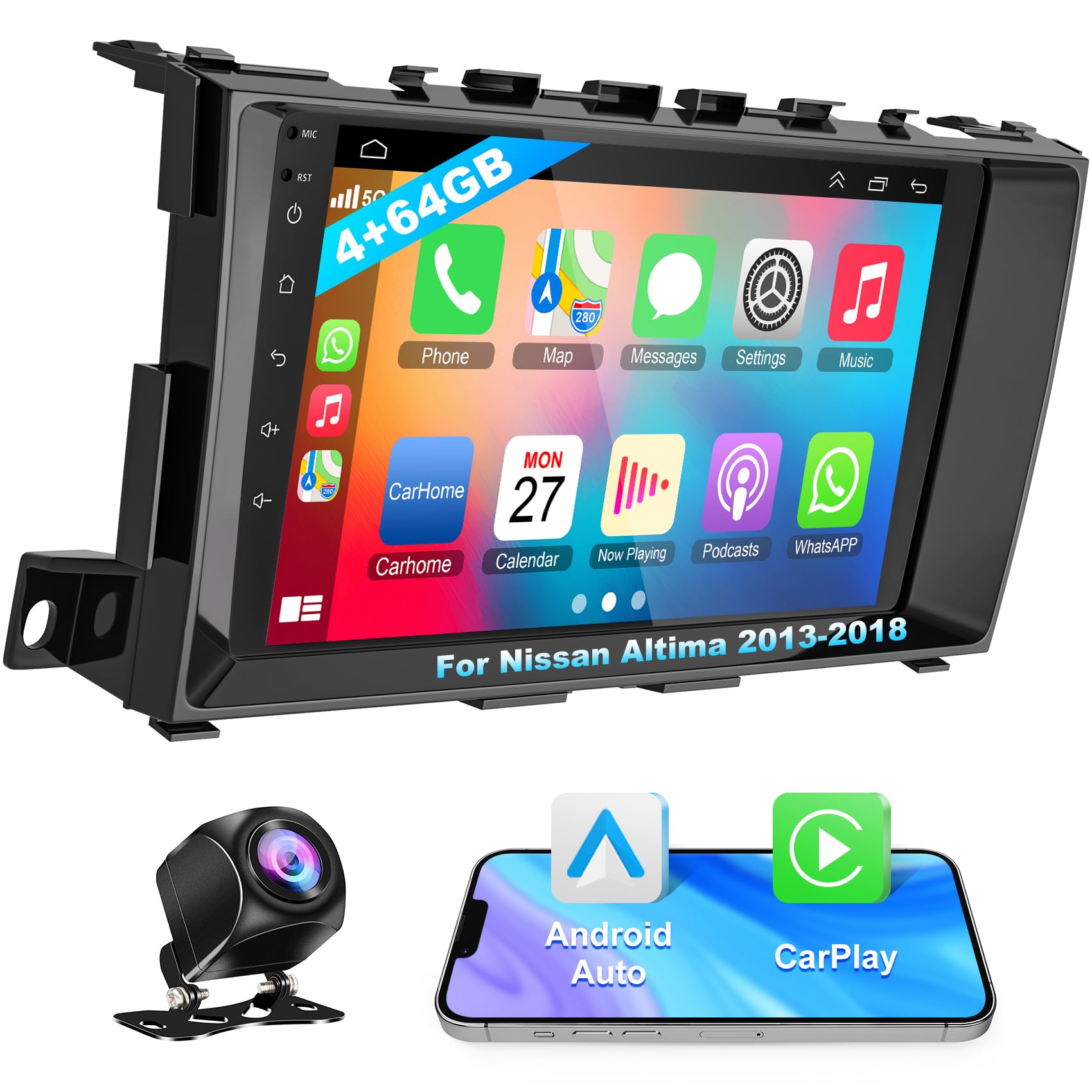Photo 1 of Car Radio for Nissan Altima 2013-2018, Support Wireless Carplay Android Auto, 9' Touch Screen GPS Navigation Head Unit, FM Bluetooth Car Stereo
