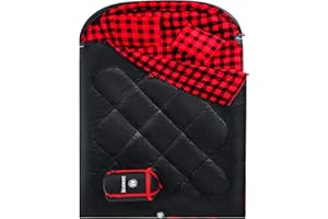 ShinHye Double Sleeping Bag for Adults with 2 Pillows, Camping Sleeping Bags Flannel Cotton 2 Person Sleeping Bags XXL Queen Size Sleeping Bag for Cold Weather