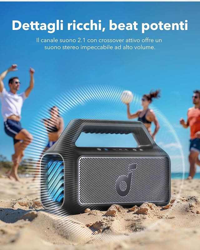 Boom 2, Cassa Bluetooth Portatile per Esterni, 80W, IPX7