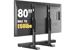 TAVR FURNITURE Universal Table Top TV Stand Base for 24-80 inch LCD LED TVs, TV Legs with Height Adjustment and Cable Management Hold up to 150lbs, Max VESA 800x500mm, Black