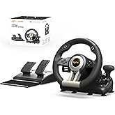 PXN V3 Pro Gaming Steering Wheel with Pedals | Dual Motor Vibration Feedback, Beginner Sim Racing Wheel for PC, PS4, Xbox Series S, Xbox Series X, Xbox One and Switch