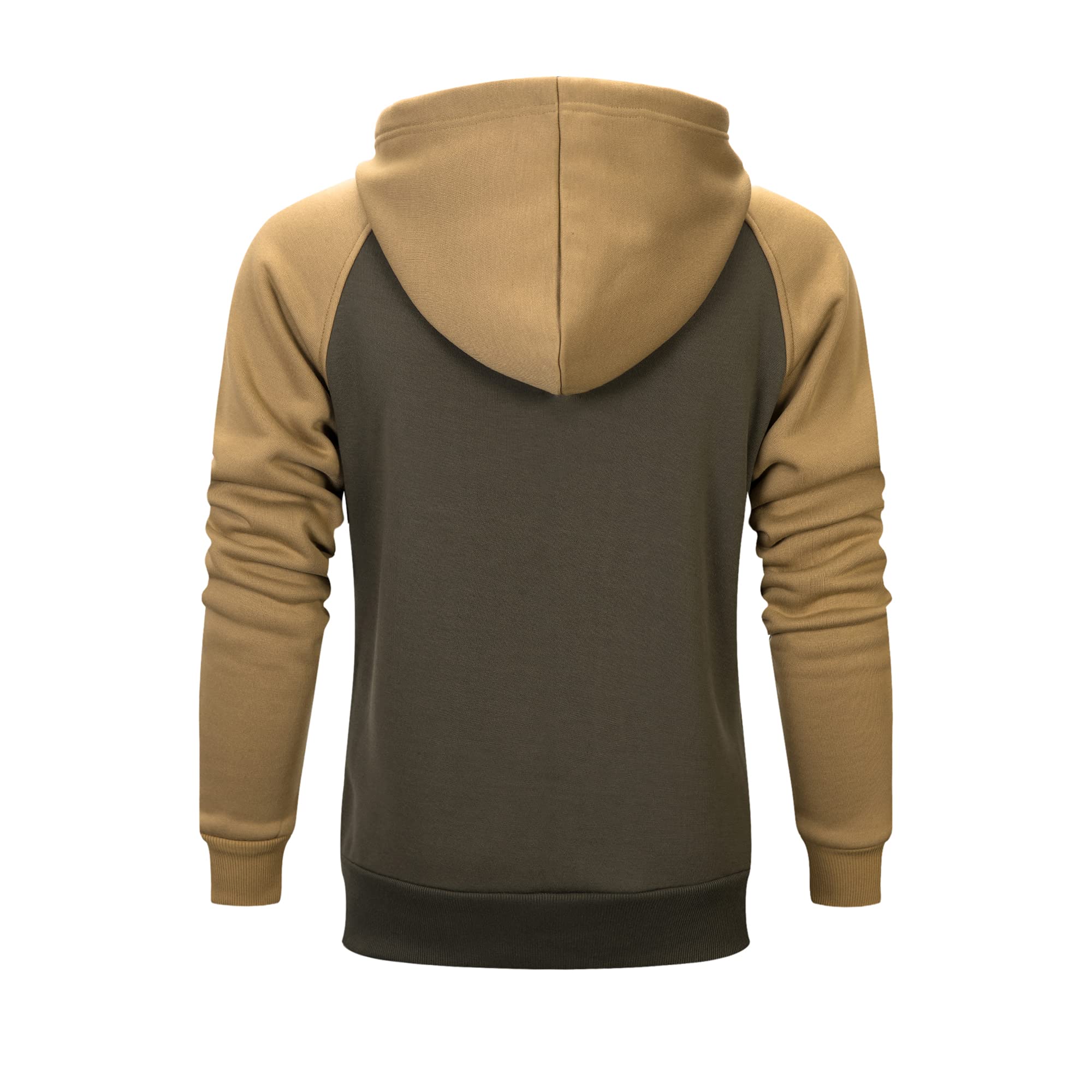 MANLUODANNI Herren Kapuzenpullover, Raglan Men's Hoodie Pullover mit Kapuze Casual Sweatshirt Classic Farbabstimmung Hoody Rundhals Armeegrün L 2
