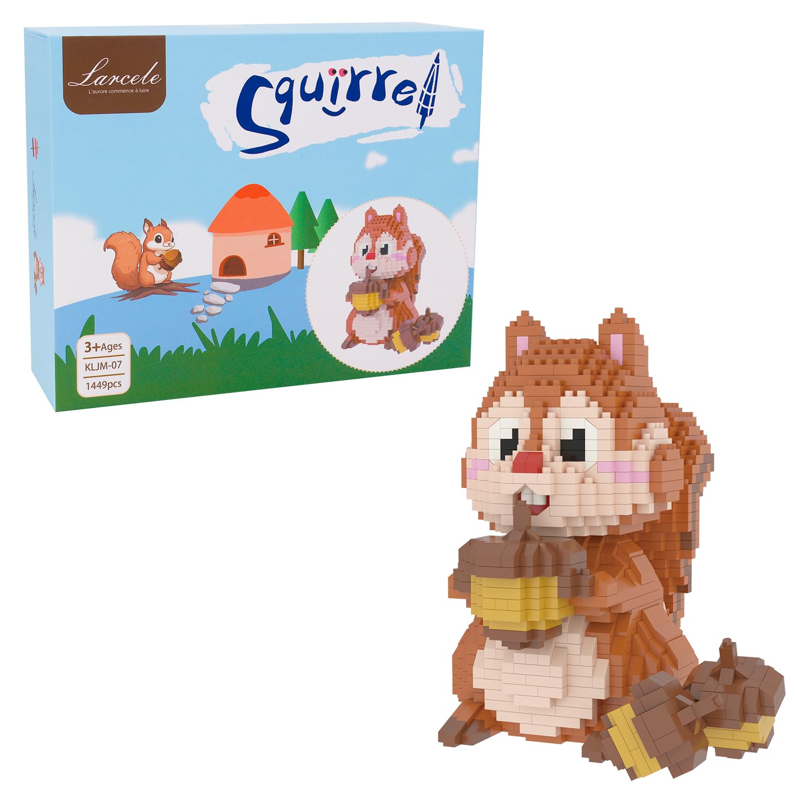 Larcele Micro Building Blocks Animal Set, DIY Mini 3D Building Toy Bricks Kit,1449 Pieces KLJM-07 (Squirrel) — image 1