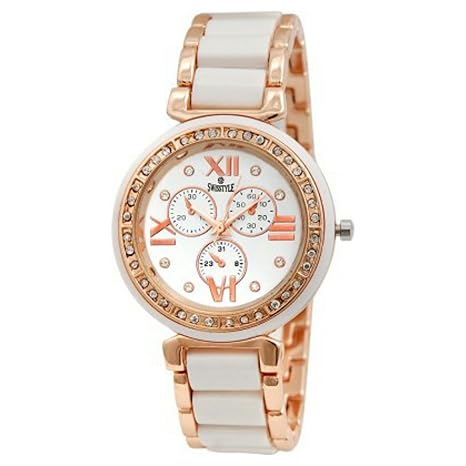 Swisstyle Analogue White Dial Womens Watch-Ss-Lr703-Wht-Ch
