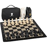 20 Inch Portable Folding Chess Set with Weighted Pieces 2 Extra Queens | Weighted Chess Pieces Design Two Extra Queens Included Portable Folding Board Travel Chess Game Set