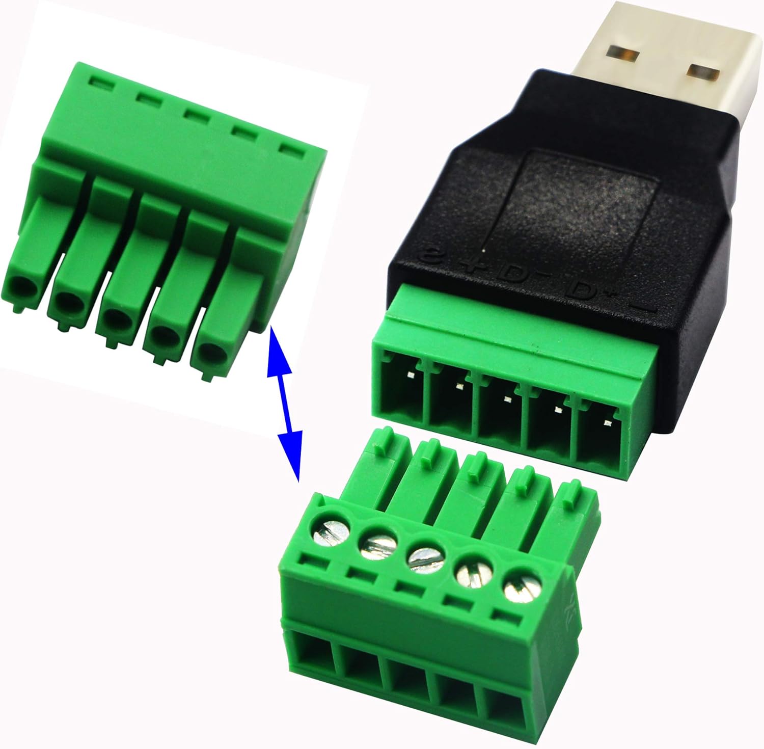 zdyCGTime USB Screw Terminal Block Connector USB 2.0 A Male Plug to 5