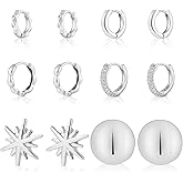 ALLHOLA 6 Pairs Gold Hoop Earrings Set for Women, 14K Gold Plated Small Huggie Hoops Earrings Hypoallergenic, Lightweight Tiny Cartilage Piercings Earrings Jewelry for Women Gifts.