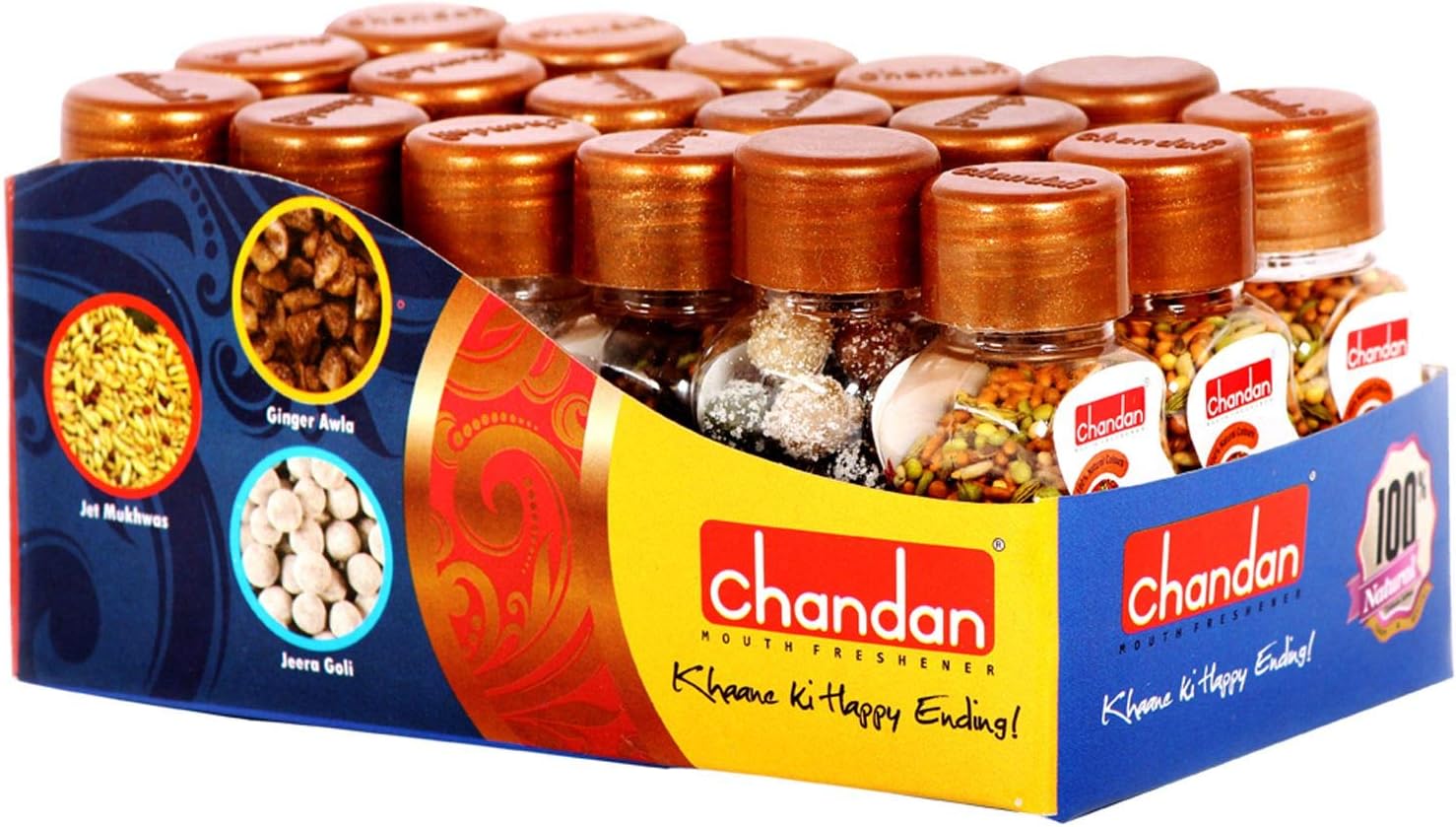 Chandan Mouth Freshener Assorted Mix Pack with Jet Mukhwas, Ginger Awla, Cocktail Thunder, Jeera Goli, Olympic Mukhwas, and Super Orange (480 g / 16.83 oz)