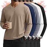 Velvelhall 5 Pack Men's Big and Tall Thermal Shirts Fleece Lined V Neck Long Sleeve Base Layer Tops Loose Casual Warm Winter