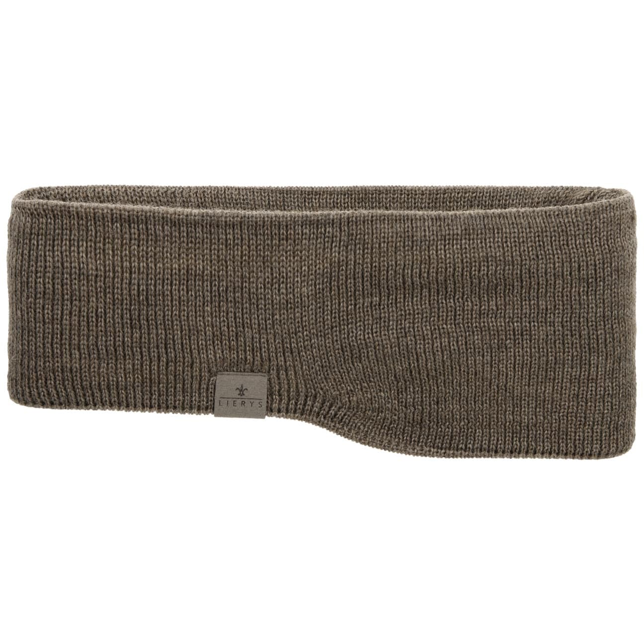 Lierys Fine Merino Headband Womens/Mens (7.5-10 cm Wide) - Made in Germany - Triple-Layer Knitted Band with Merino Wool - Ear Muffs Lined with Cotton - One Size 53-60 cm - Autumn/Winter Brown