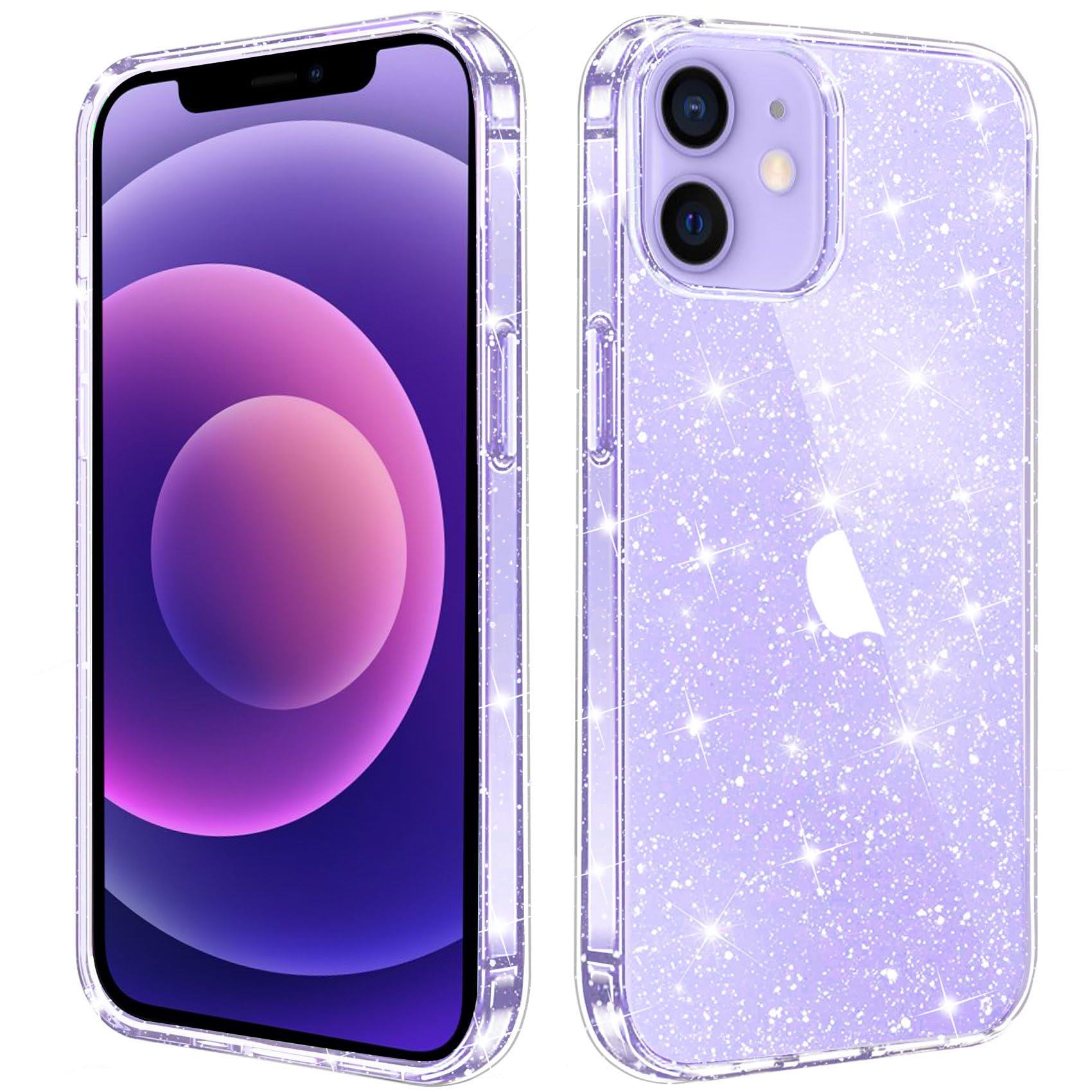 JJGoo Compatible with iPhone 12 Mini Case, Bling Sparkle Soft TPU Anti-Scratch Shockproof Protective Phone Bumper, Women Girls Cute Slim Phone Case, Clear Glitter