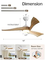 Sofucor 52 Inch Ceiling Fan with Light and