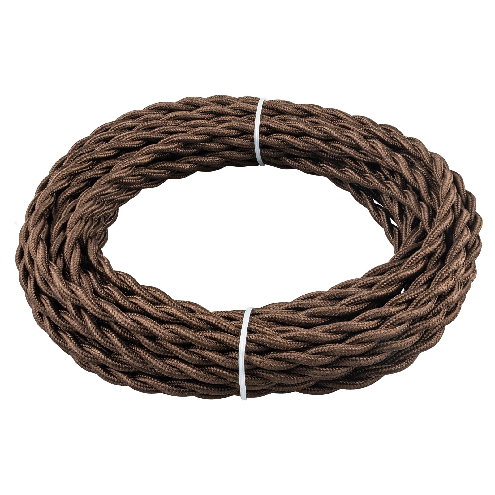 URCIANOW Brown Braided Cable 10M 2x0.75mm Twisted Fabric Electrical Wire 18AWG Vintage Braided light Flex Cable for DIY Lamps Industrial Pendant Lights Lighting Appliances