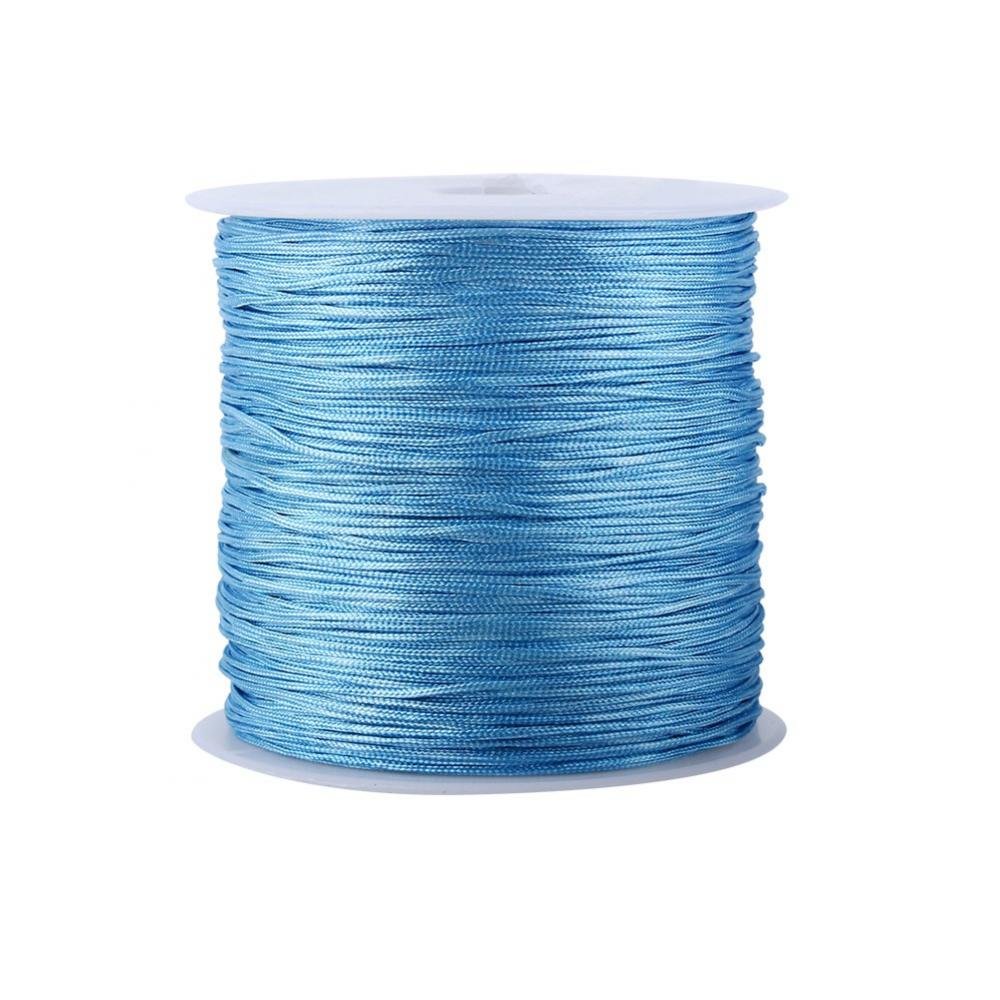 Haofy Craft Nylon Thread, Elastic Beading Cord, Stretch Fabric Crafting String, Chinese Knot Rattail Macrame Shamballa Thread for DIY Bracelet Necklace Beading Sewing Jewellery Making(Sky Blue)