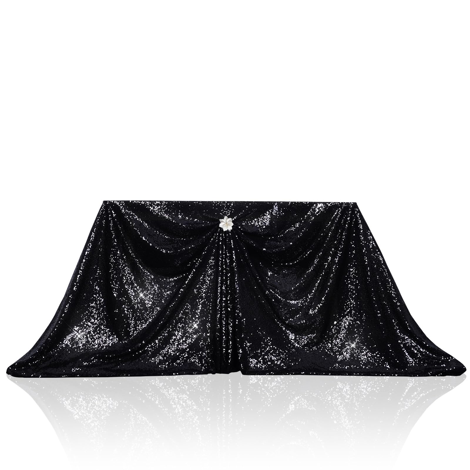 PartyDelight Black Sequin Tablecloth 60"x102" Rectangle Shimmer Table Cloths Sparkle Glitter Decorations — image 1