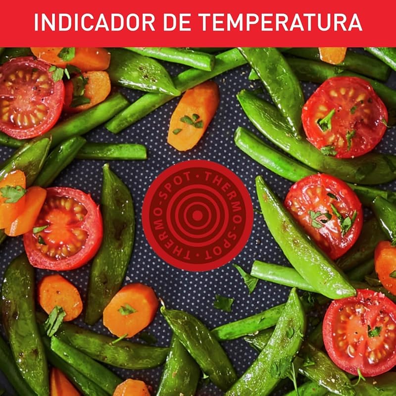 Tefal duetto - frigideira de 32 cm em aço inox, revestimento antiaderente power resist, base de indução e alto impacto, thermo-spot, cabo robusto, fácil limpeza, sem pfoa, adequada para todas as cozinhas