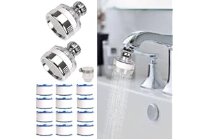 Dexspoeny 15Pcs Sink Water Filter Faucetz,360° Rotating Fauc Filters Purifier Kitchen Tap Filtration Removes Chlorine Fluoride Heavy Metals Hard Water,Bathroom Faucet Filter for Home & Kitchen