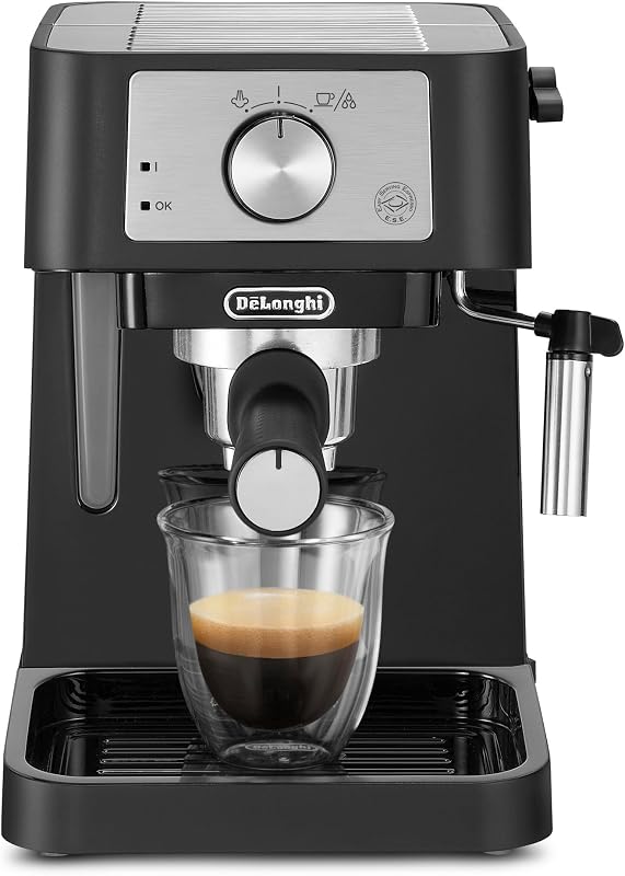 EC260.BK Macchina da Caffè Per Polvere o in Cialde E.S.E., Sistema Latte Manuale, Facile da usare, Serbatoio Estraibile da 1.1 L, Caldaia acciaio inox
