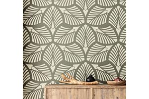 STENCILOGY® / Danube - 23" x 38" XL Wall Stencil, Palm Leaf, Large Allover Wall Stencils for Painting, Large Floral Wall Stencil