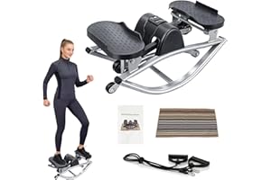 The Rock Stepper, Lateral Rocking Side to Side Exercise Machine with Digital Monitor & Resistance Bands, Home Workout Equipme