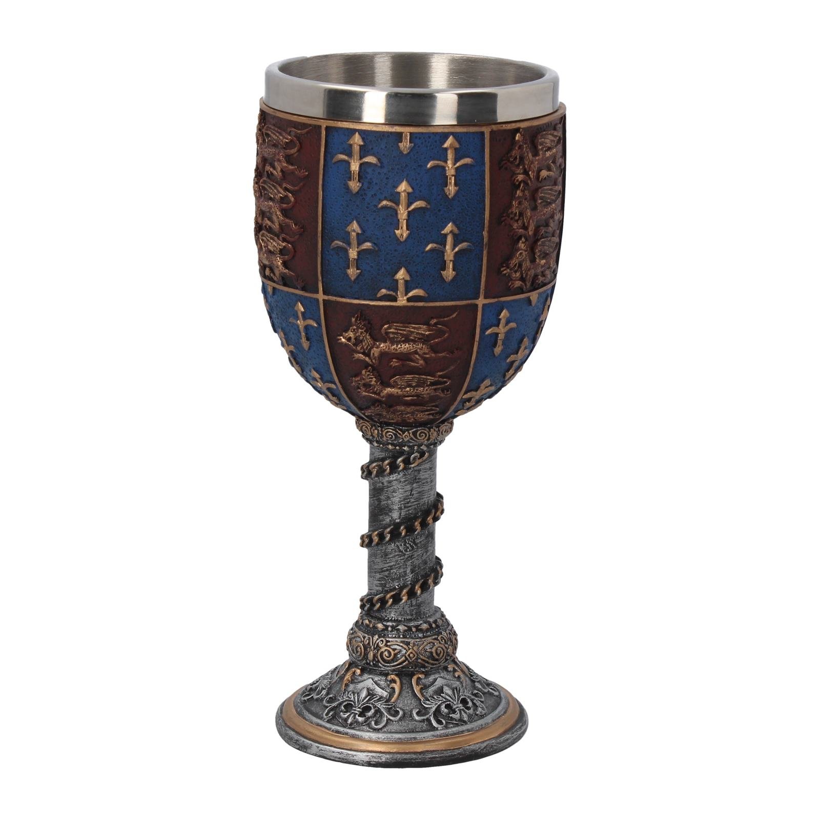 Nemesis Now C0702B4 Medieval Goblet 17.5cm Grey, Resin w/Stainless Steel Insert