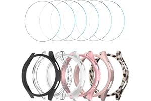 HASDON [6+6Pack Screen Protector Case for Samsung Galaxy FE/Galaxy Watch 5/Galaxy Watch 4 40mm, Bubble Free Tempered Glass Film + Waterproof Hard PC Bumper No Water Collected Protective Cover