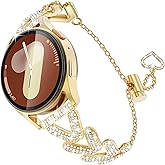 Surace Compatible with Samsung Galaxy Watch 7 Band/FE 6 5 4 40mm 44mm/Watch 5 pro Band 45mm/Galaxy Watch 6 Classic 43mm 47mm/Active 2 Women Diamond Rhinestone Link Bracelet Dressy Metal Strap, Silver