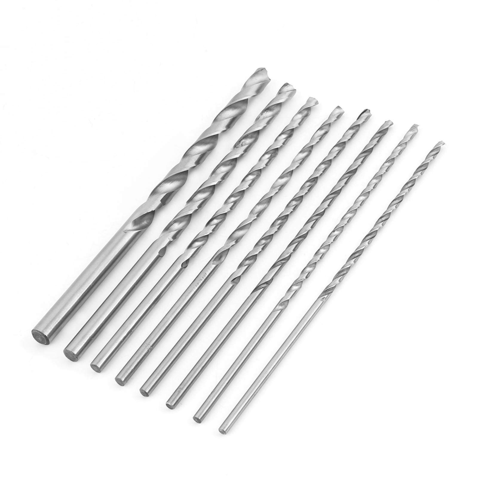 Jadeshay Drill Bit Set -8pcs Extra Long Tungsten Carbide Tipped Ceramic Tile Drill Bits, High-speed Steel Straight Shank Twist Tool for Wood, 4-10mm