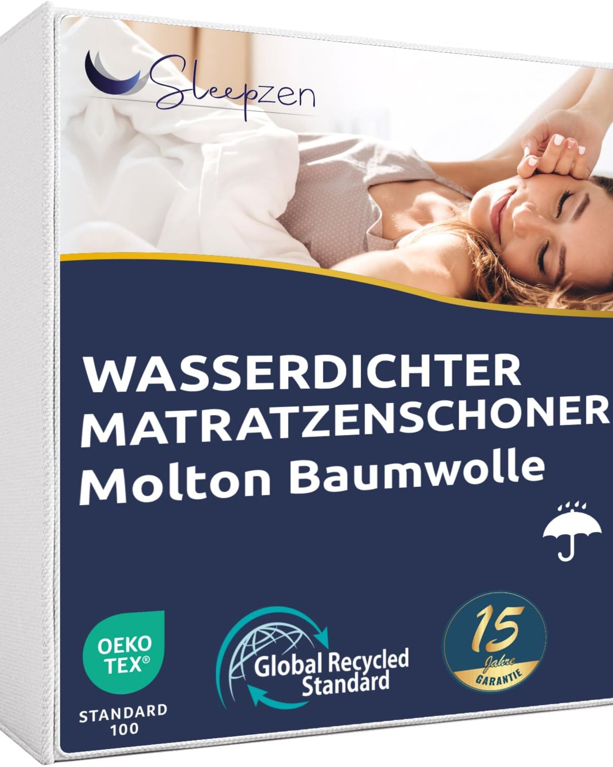 Sleepzen - Waterproof Mattress Protector 70 x 140 cm - Certified Oeko-TEX® - Surface 70% Cotton Fleece, 30% Polyester - Protective Polyurethane Membrane - Anti-Bacterial, Anti-Mite - 15 Year Warranty