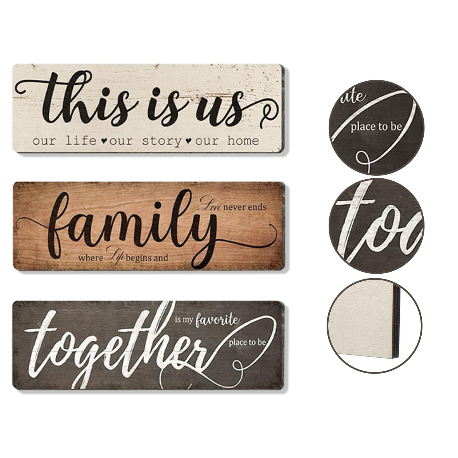3pcs Wooden Wall Sign This is Us Family Sign Decoration - Wooden Hanging Wall Sign for Bedroom, Kitchen, Christmas Decorations
