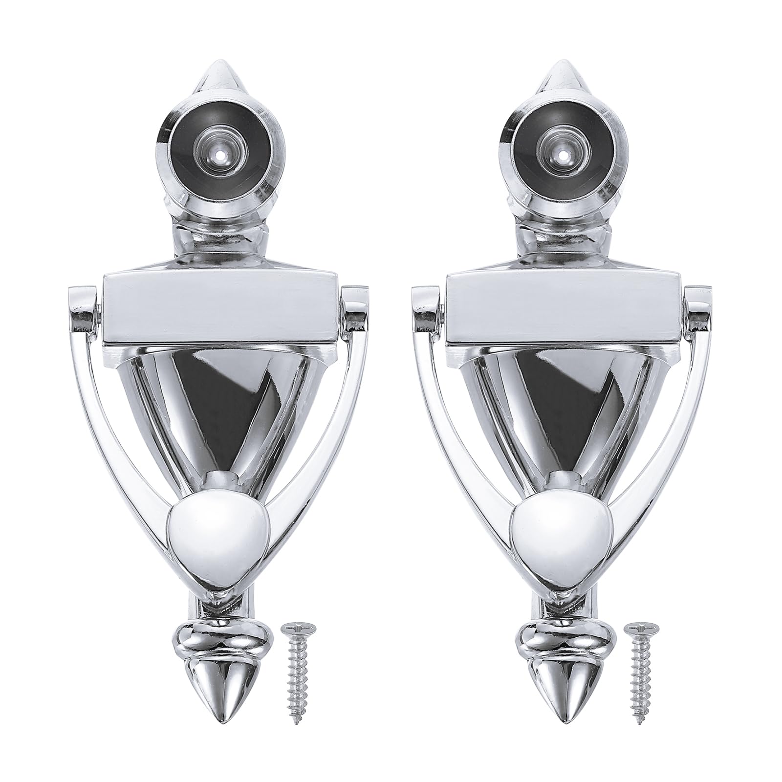 PATIKIL 9/16" Door Knocker with Viewer, 2 Pcs 180 Degree Door Viewer Die-Cast Construction with Peephole Fits 1-3/8inch to 2-3/8inch Door Peep Hole for Home Office Hotel, Silver