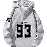 Verdusa Men's Zip Up Hoodie Jersey Shirt Long Sleeve Hooded Sweatshirt