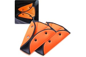 neynavy 2 PCS Seat Belt Adjuster for Kids, Triangle Seatbelt Adjuster for Adult Children, Car Safety Cover Strap Pad Harness Auto Shoulder Neck Strap Adjuster (Orange)