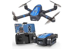 Toladrone TL16 Brushless Motor Drone with 1080P Camera, FPV Drone for Adults, Optical Flow Positioning Headless Mode 90° Motorised Adjustable Lens, Foldable RC Quadcopter for Beginners, Blue