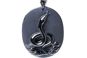 BELLA JADE Chinese Zodiac Necklace Pendant Made of Obsidian Gemstone: Horoscope Animal/Sign Amulet