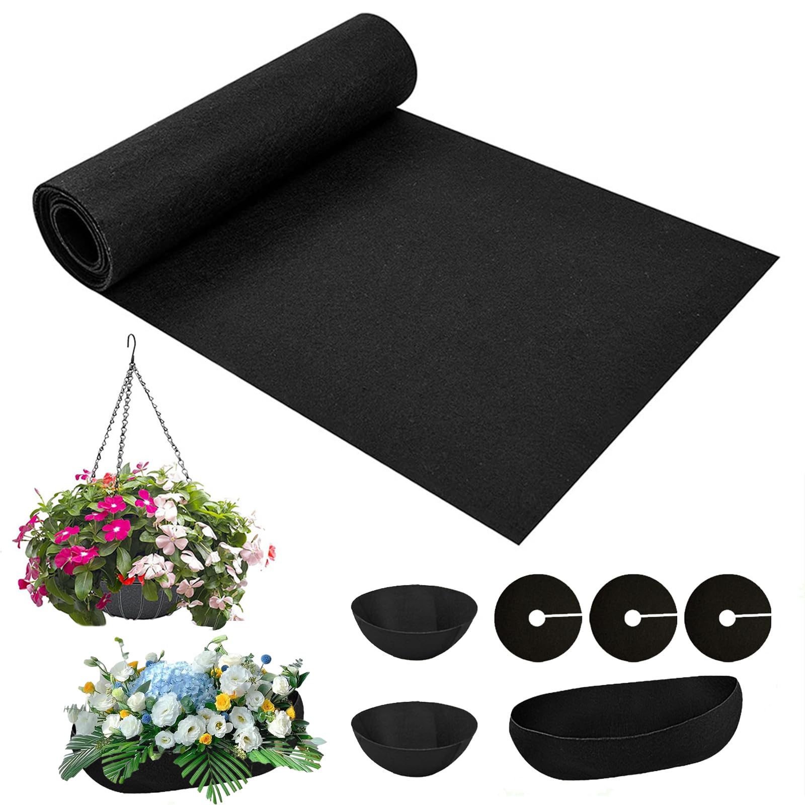 Upriver Hanging Basket Liner 12X120inch/ 30X300cm Planter Basket Liners Fabric, Cuttable Fabric Wall Trough Planter Liners for Outdoor Plants Felt Fabric Window Box Liners
