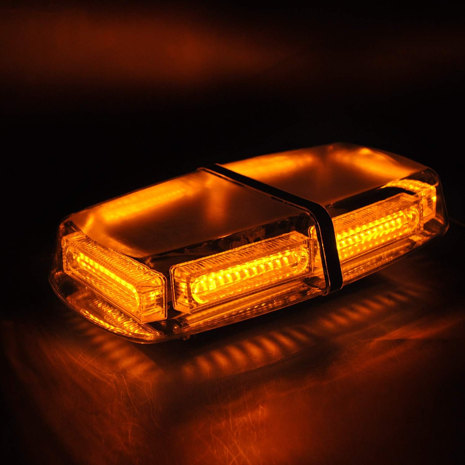 MUSTBEE 72 Led Roof Lights, Strobe Emergency Hazard Warning Safety Flashing LED Mini Bar Button Strobe Light for Trucks Car Snow Plow Vehicles, Waterproof and Magnetic Mount (Amber)