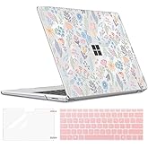LCMOCICO Slim Protective Case for Microsoft Surface Laptop 7 13.8 inch Copilot+PC 2024 (Model 2036), Lightweight Anti-Scratch Printed Pattern Plastic Hard Shell Case Cover, Starry Sky Flowers